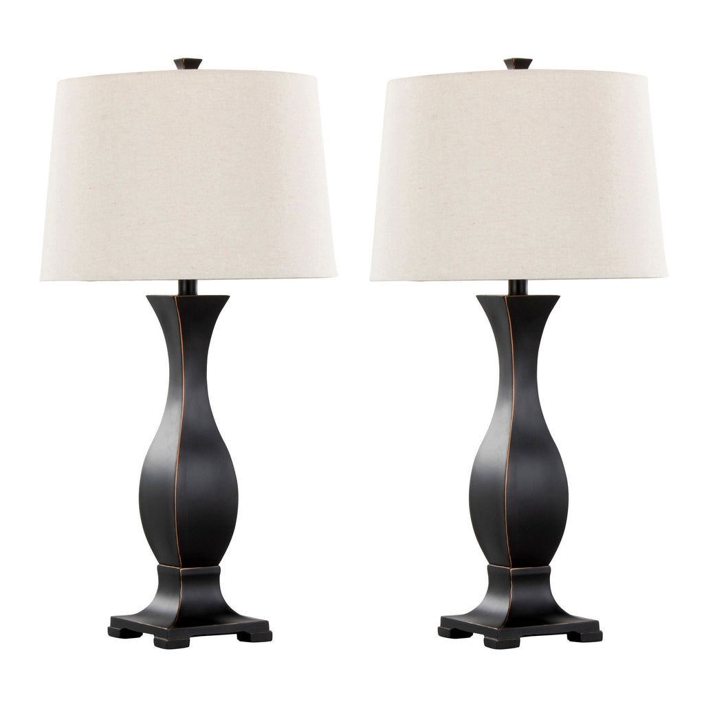 Riley 29" Polyresin Table Lamp - Set of 2 - Oil Rubbed Bronze Polyresin, Oat Linen