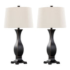 Riley 29" Polyresin Table Lamp - Set of 2 - Oil Rubbed Bronze Polyresin, Oat Linen