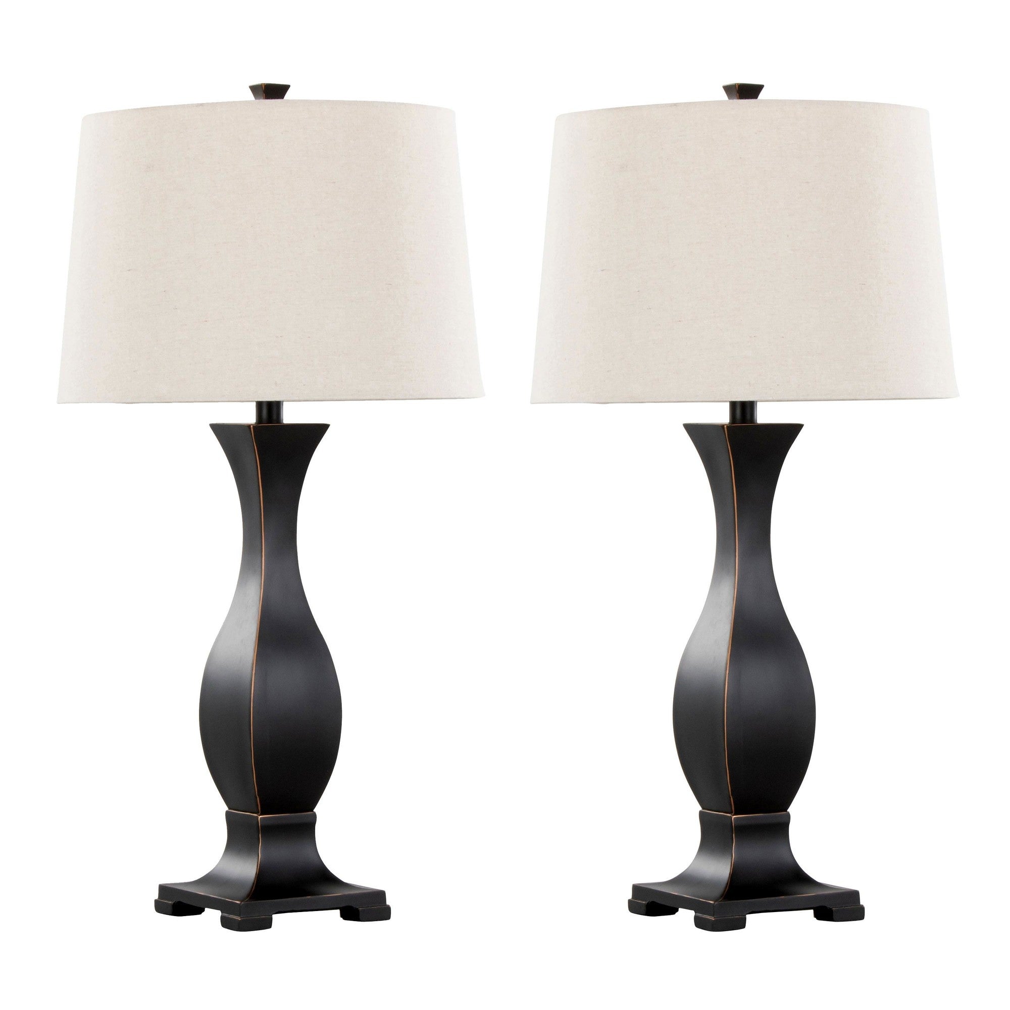 Riley 29" Polyresin Table Lamp - Set of 2 - Oil Rubbed Bronze Polyresin, Oat Linen