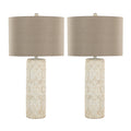 Charlotte 30" Polyresin Table Lamp - Set of 2 - Brushed Taos Brown Polyresin, Beige Linen