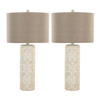 Charlotte 30" Polyresin Table Lamp - Set of 2 - Brushed Taos Brown Polyresin, Beige Linen