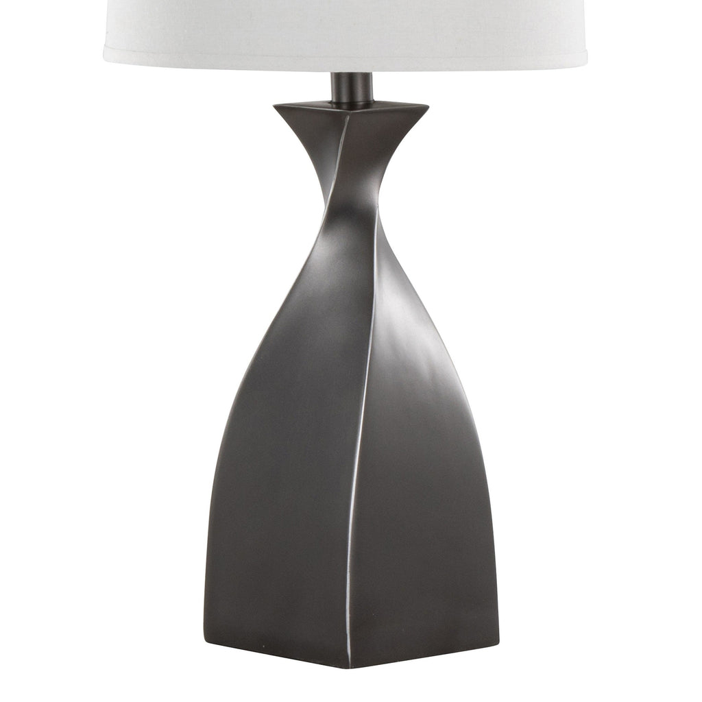 Curvo 30" Polyresin Table Lamp - Set of 2 - Rubbed Grey Slate Polyresin, White Linen