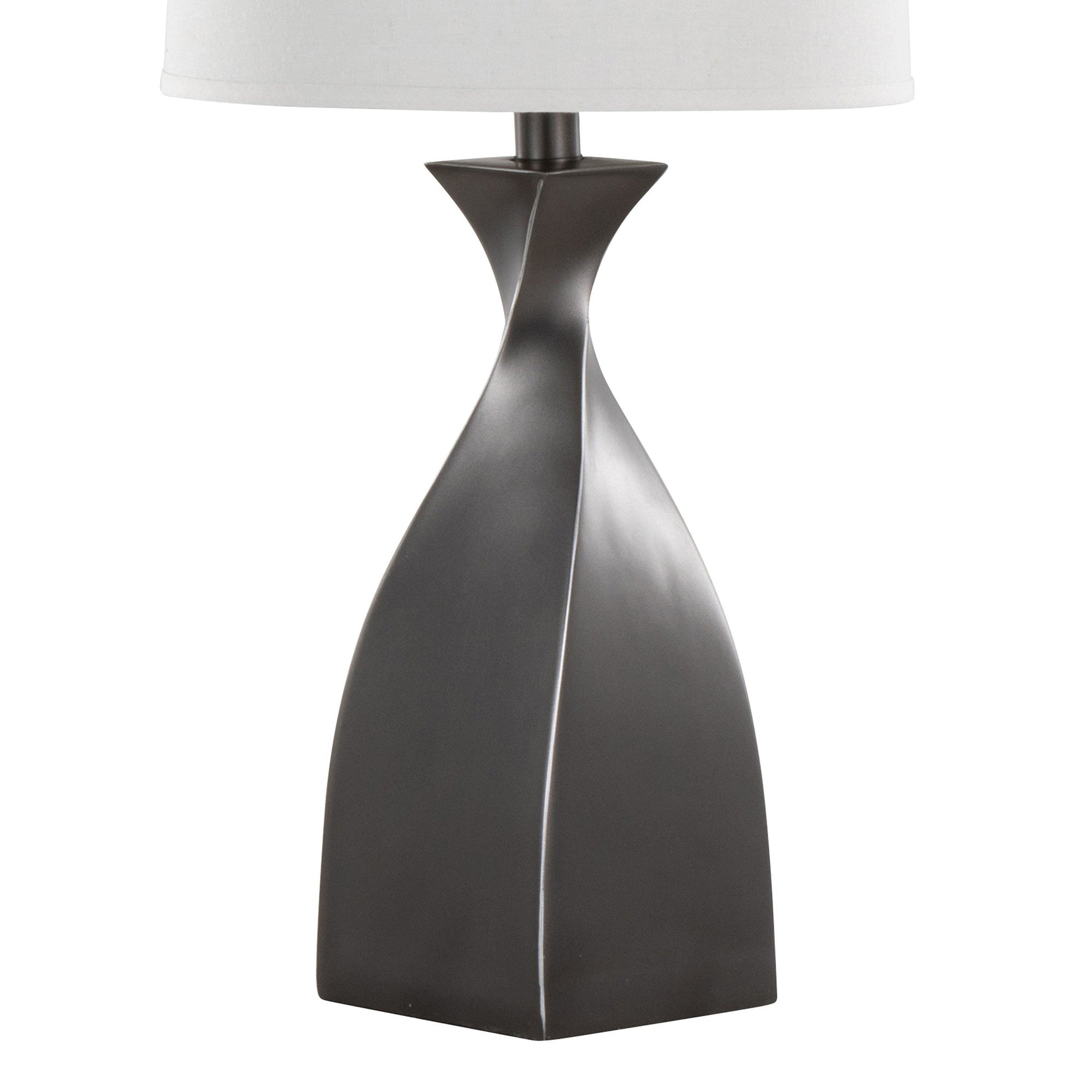 Curvo 30" Polyresin Table Lamp - Set of 2 - Rubbed Grey Slate Polyresin, White Linen