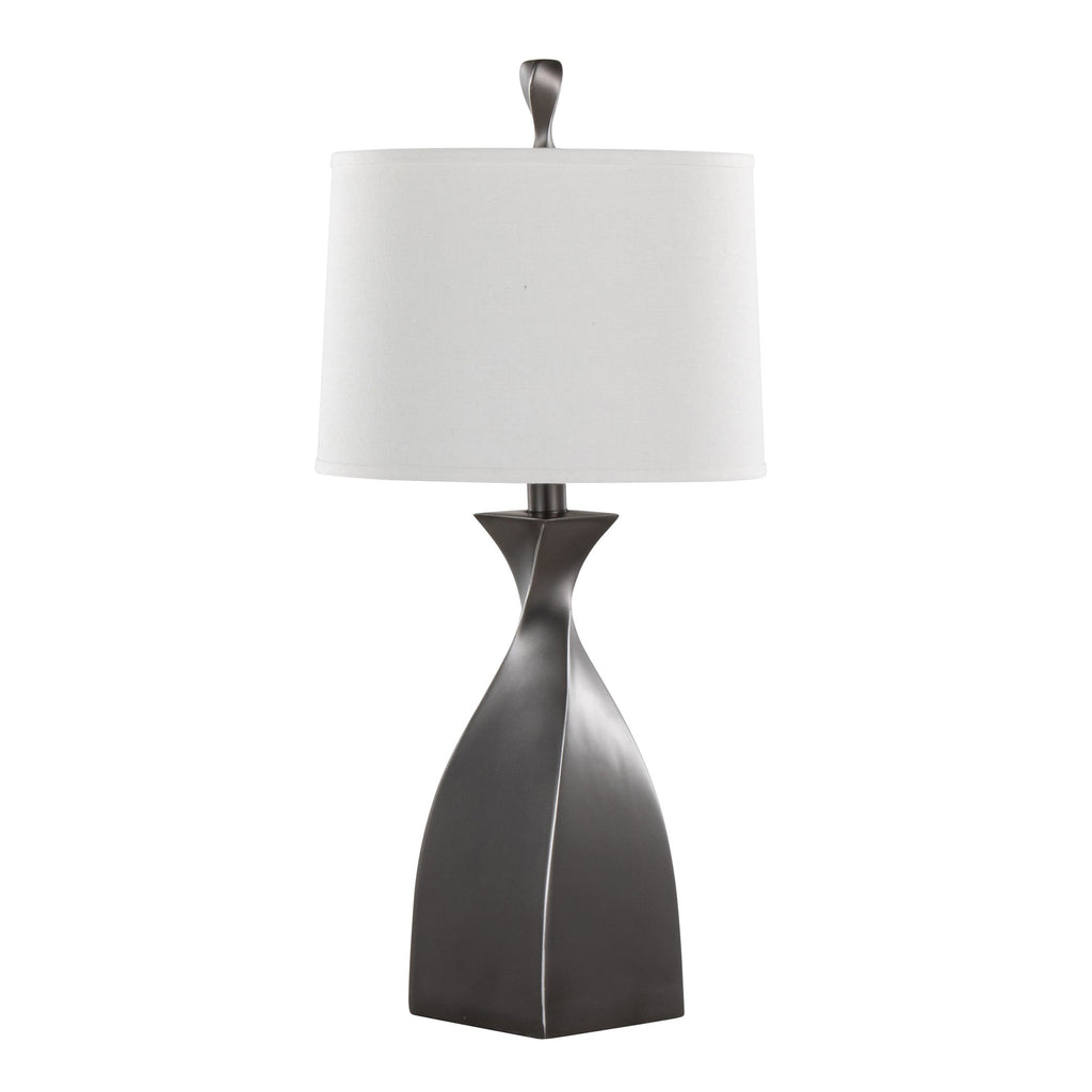 Curvo 30" Polyresin Table Lamp - Set of 2 - Rubbed Grey Slate Polyresin, White Linen