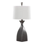 Curvo 30" Polyresin Table Lamp - Set of 2 - Rubbed Grey Slate Polyresin, White Linen