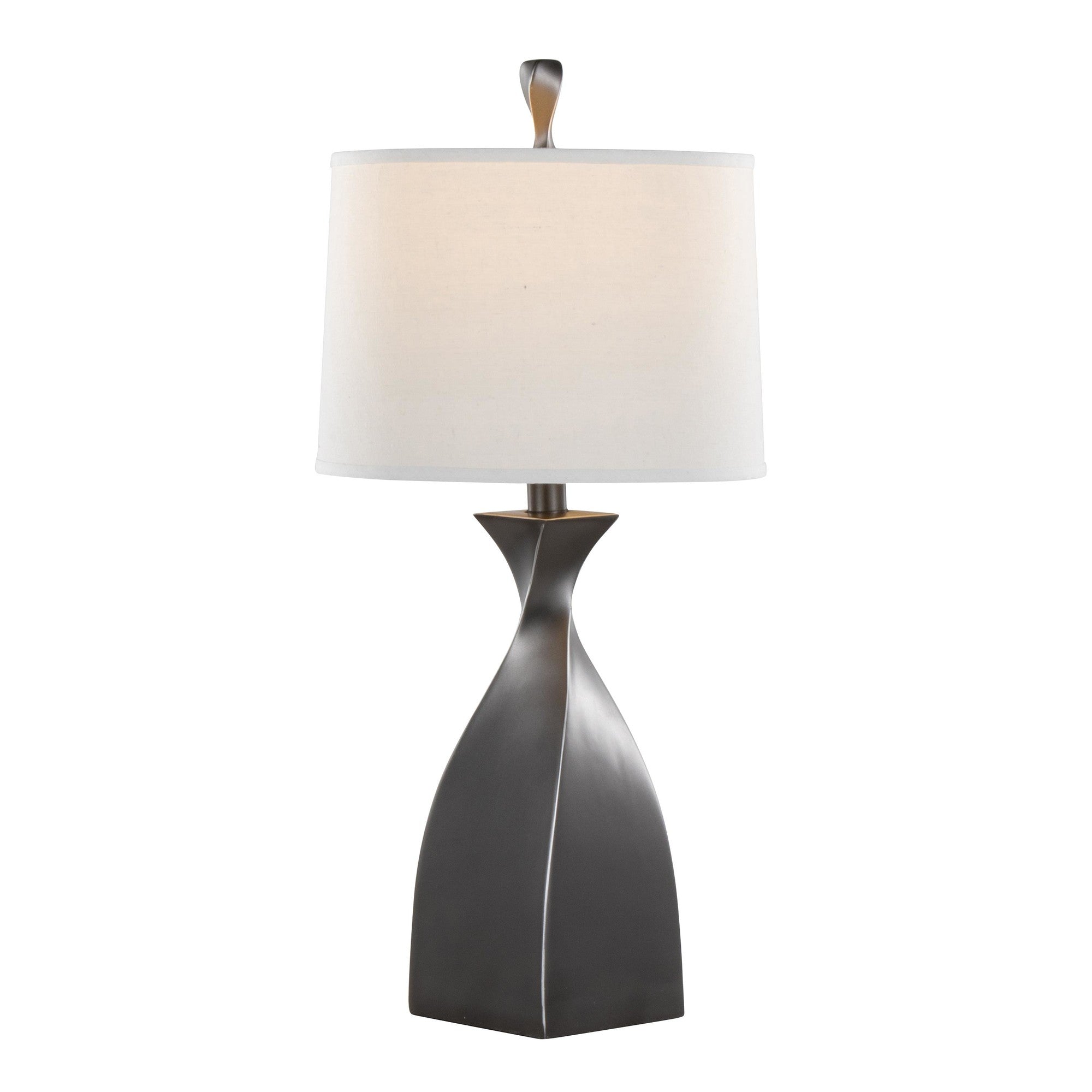 Curvo 30" Polyresin Table Lamp - Set of 2 - Rubbed Grey Slate Polyresin, White Linen