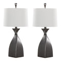 Curvo 30" Polyresin Table Lamp - Set of 2 - Rubbed Grey Slate Polyresin, White Linen