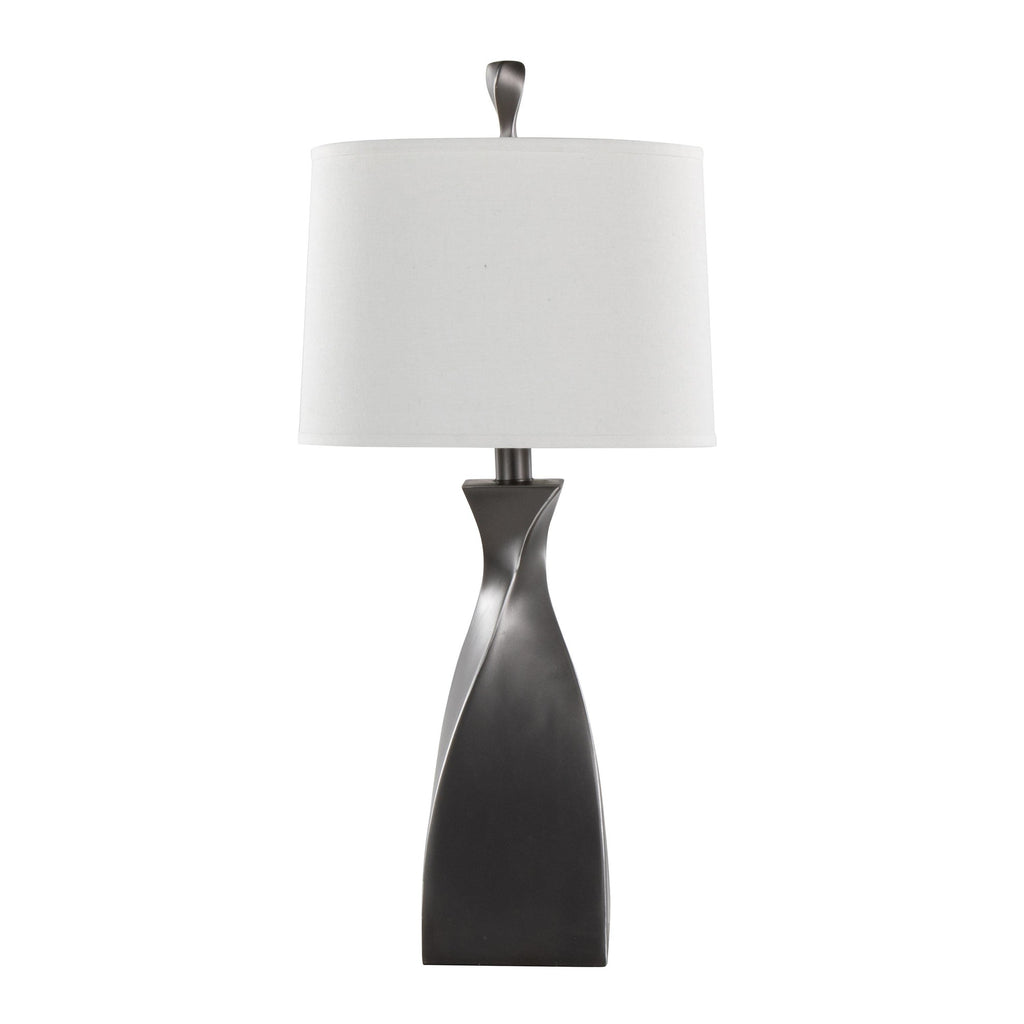 Curvo 30" Polyresin Table Lamp - Set of 2 - Rubbed Grey Slate Polyresin, White Linen