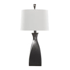 Curvo 30" Polyresin Table Lamp - Set of 2 - Rubbed Grey Slate Polyresin, White Linen