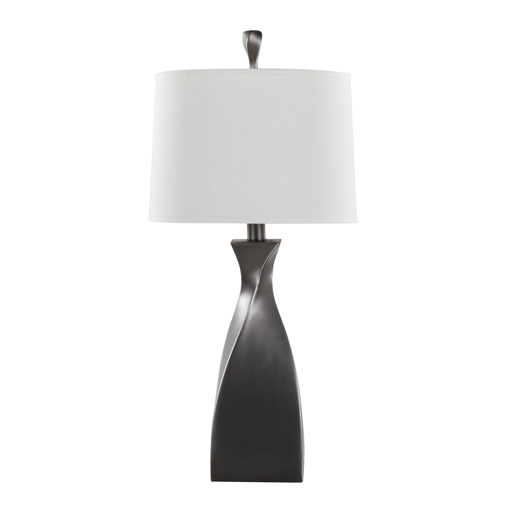 Curvo 30" Polyresin Table Lamp - Set of 2 - Rubbed Grey Slate Polyresin, White Linen