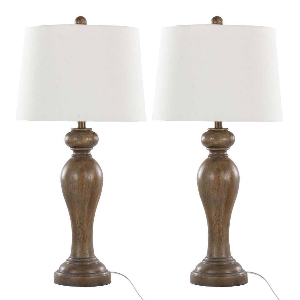 Peppa 31" Polyresin Table Lamp - Set of 2 - Opal Grey Polyresin, Off-white Linen