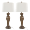 Peppa 31" Polyresin Table Lamp - Set of 2 - Opal Grey Polyresin, Off-white Linen