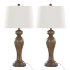 Peppa 31" Polyresin Table Lamp - Set of 2 - Opal Grey Polyresin, Off-white Linen