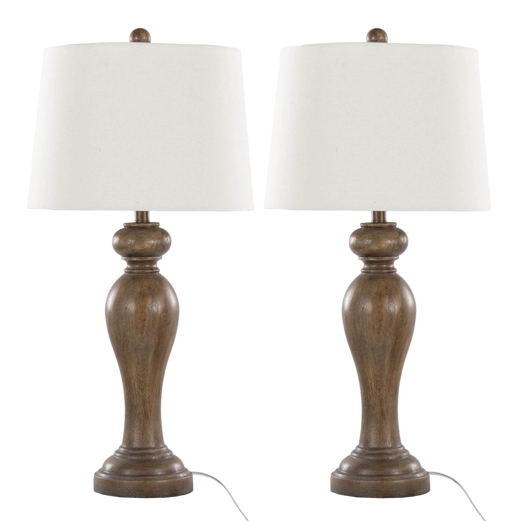 Peppa 31" Polyresin Table Lamp - Set of 2 - Opal Grey Polyresin, Off-white Linen
