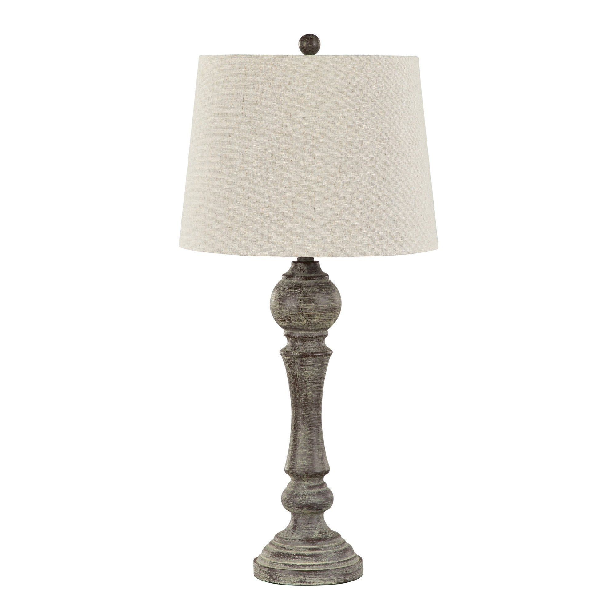 Winston 32" Polyresin Table Lamp - Set of 2 - Reclaimed Grey Polyresin, Oat Linen