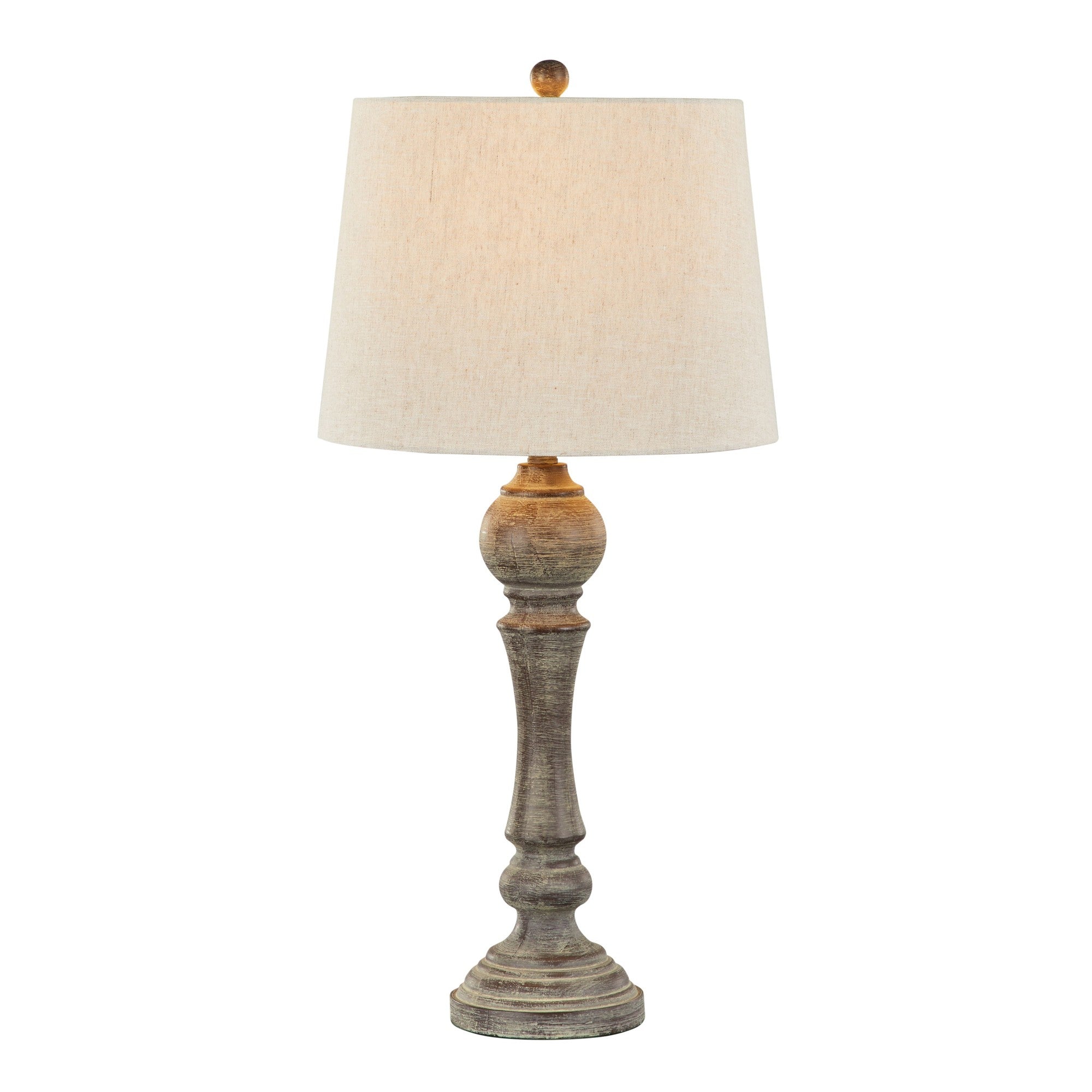 Winston 32" Polyresin Table Lamp - Set of 2 - Reclaimed Grey Polyresin, Oat Linen