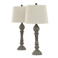 Winston 32" Polyresin Table Lamp - Set of 2 - Reclaimed Grey Polyresin, Oat Linen