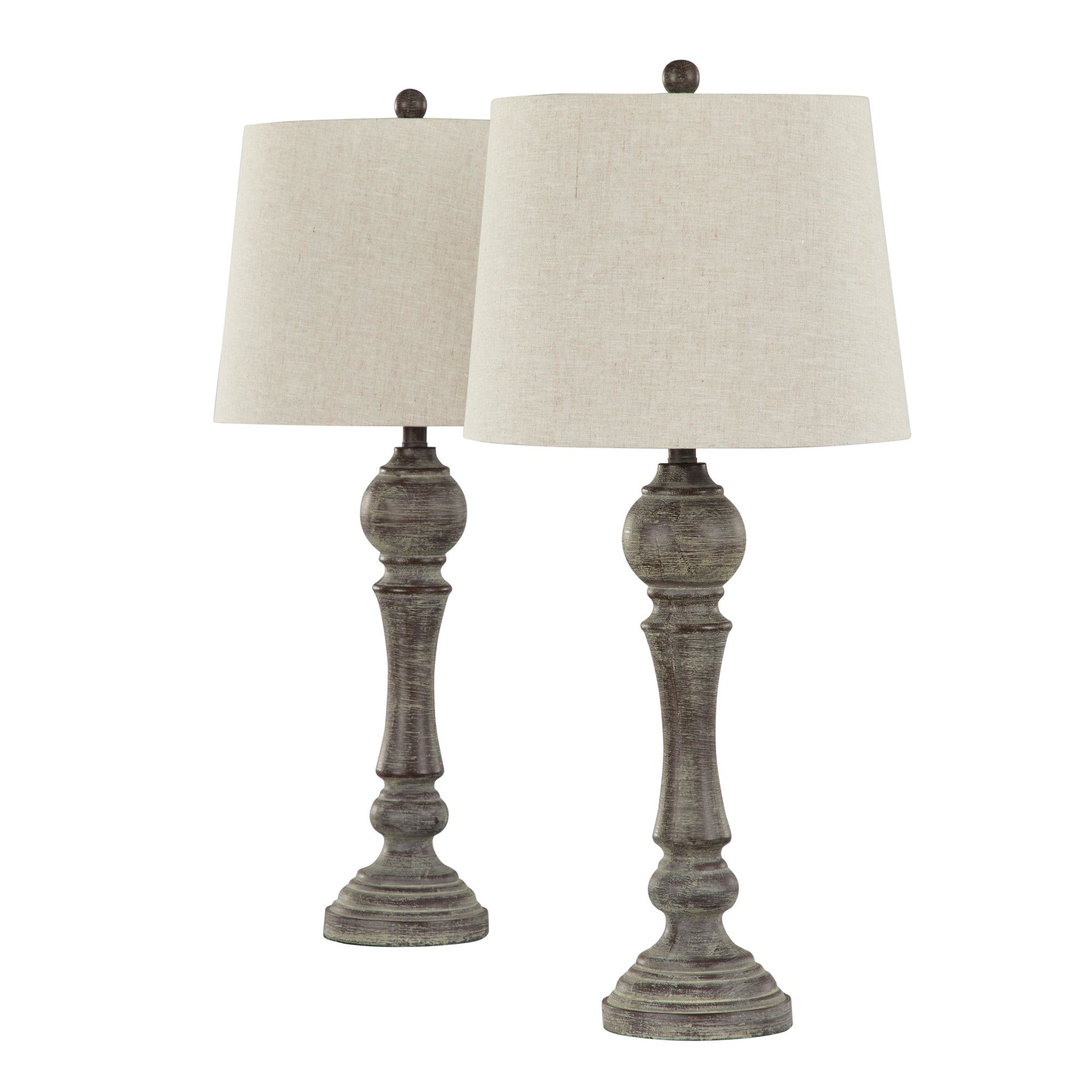 Winston 32" Polyresin Table Lamp - Set of 2 - Reclaimed Grey Polyresin, Oat Linen