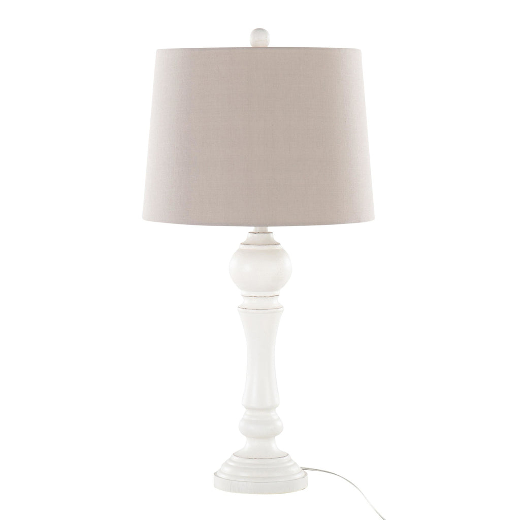 Winston 32" Polyresin Table Lamp - Set of 2 - Distressed Off-white Polyresin, Light Grey Linen