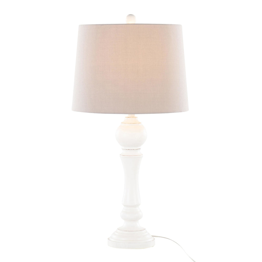 Winston 32" Polyresin Table Lamp - Set of 2 - Distressed Off-white Polyresin, Light Grey Linen