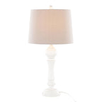Winston 32" Polyresin Table Lamp - Set of 2 - Distressed Off-white Polyresin, Light Grey Linen
