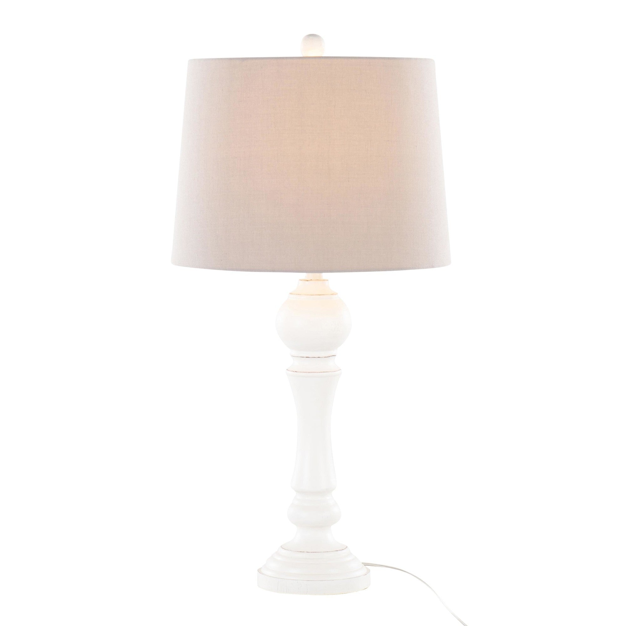 Winston 32" Polyresin Table Lamp - Set of 2 - Distressed Off-white Polyresin, Light Grey Linen