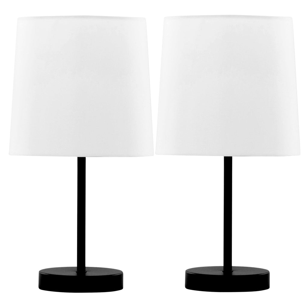 Cooper 16" Metal Accent Lamp - Set of 2 - Black Metal, White Shade
