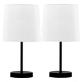 Cooper 16" Metal Accent Lamp - Set of 2 - Black Metal, White Shade