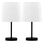 Cooper 16" Metal Accent Lamp - Set of 2 - Black Metal, White Shade