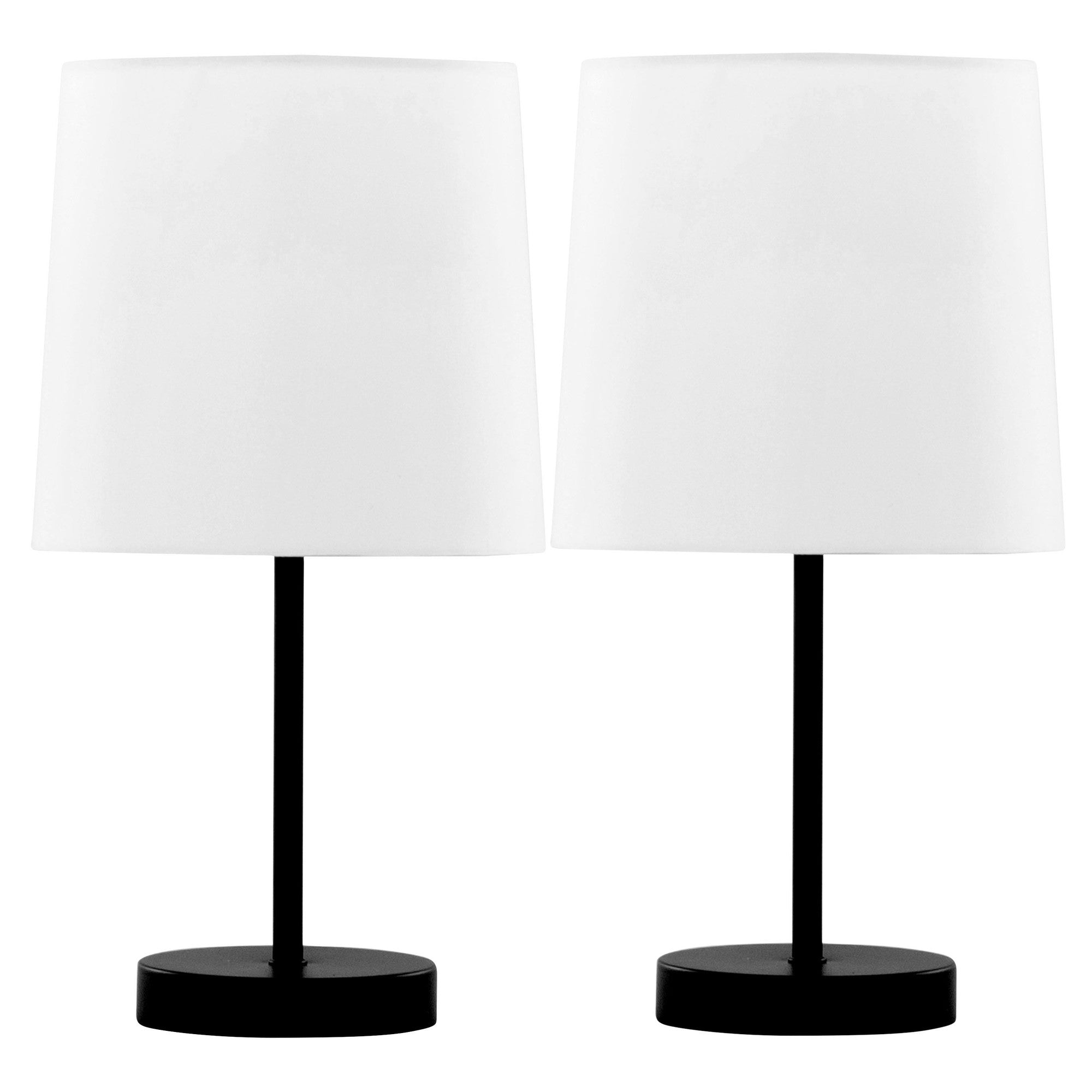 Cooper 16" Metal Accent Lamp - Set of 2 - Black Metal, White Shade
