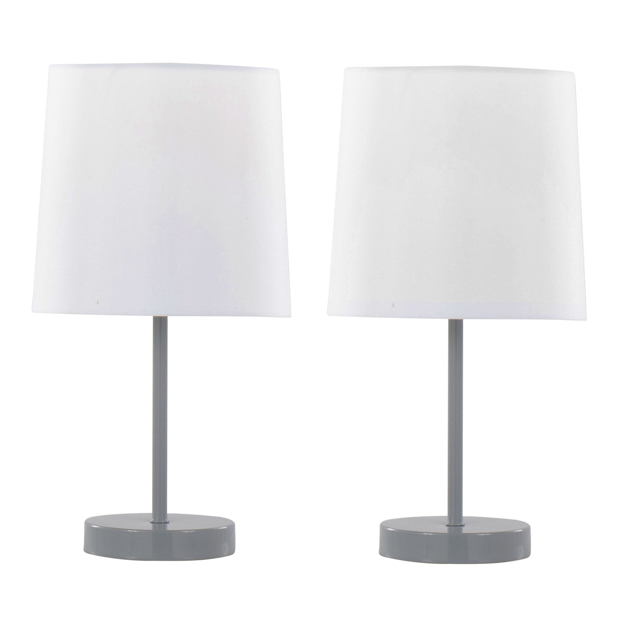 Cooper 16" Metal Accent Lamp - Set of 2 - Grey Metal, White Shade