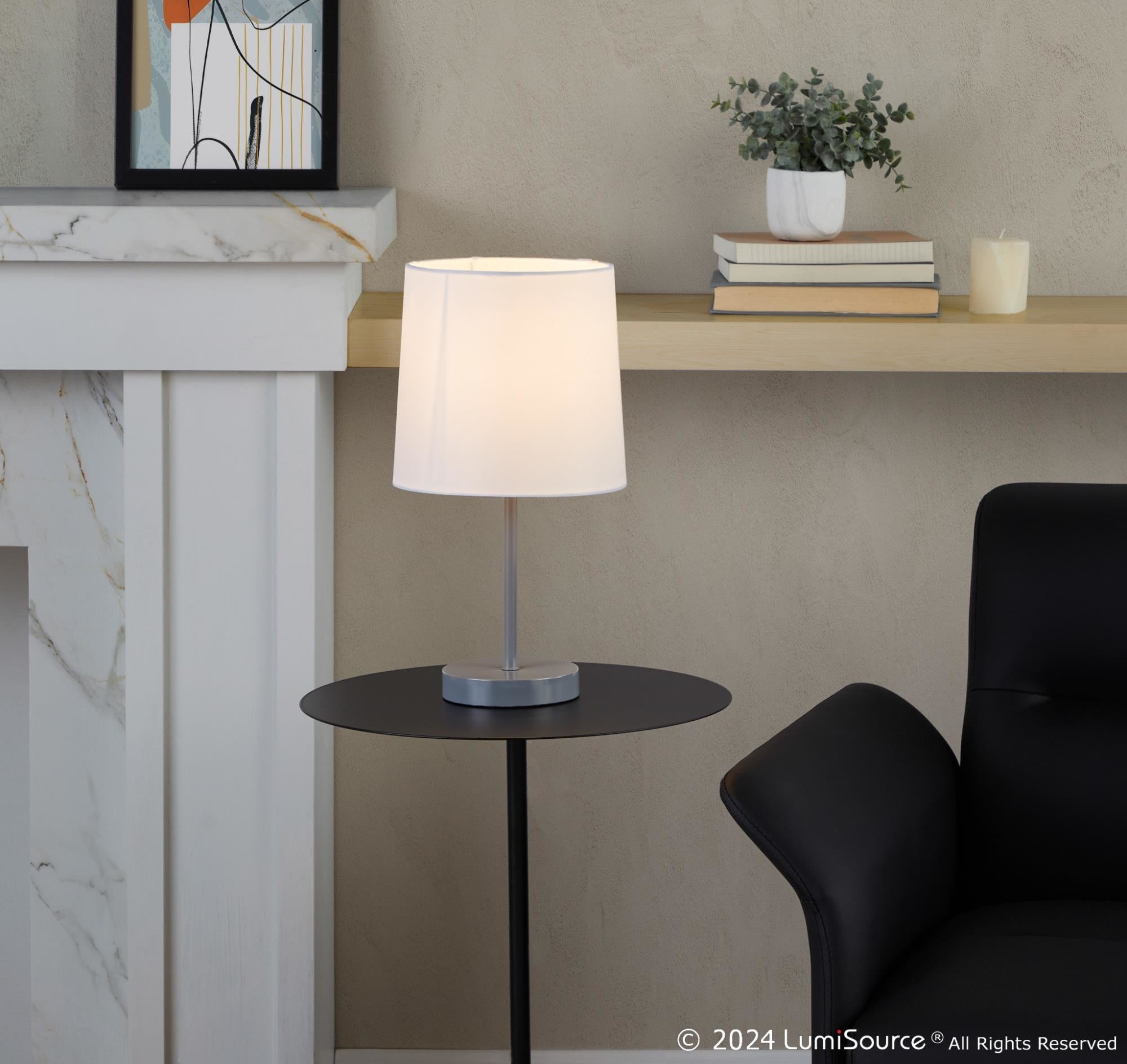 Cooper 16" Metal Accent Lamp - Set of 2 - Grey Metal, White Shade