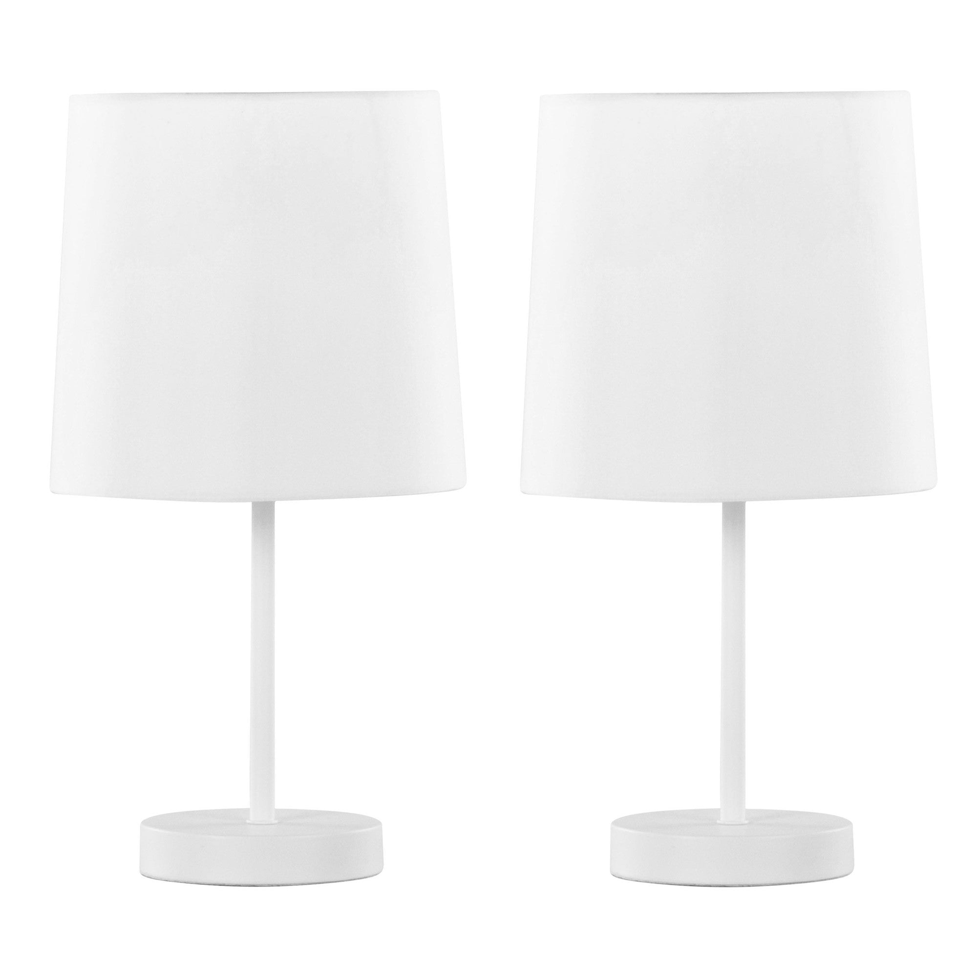 Cooper 16" Metal Accent Lamp - Set of 2 - White Metal, White Shade