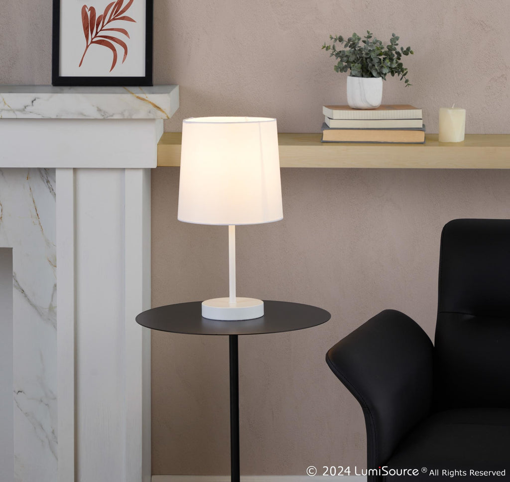Cooper 16" Metal Accent Lamp - Set of 2 - White Metal, White Shade