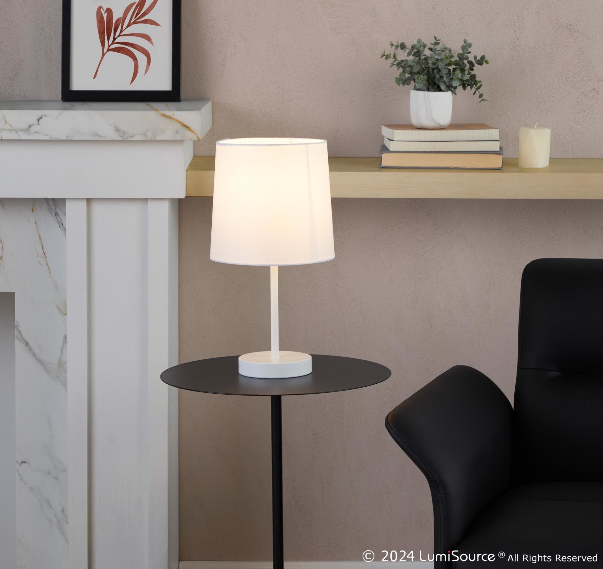 Cooper 16" Metal Accent Lamp - Set of 2 - White Metal, White Shade