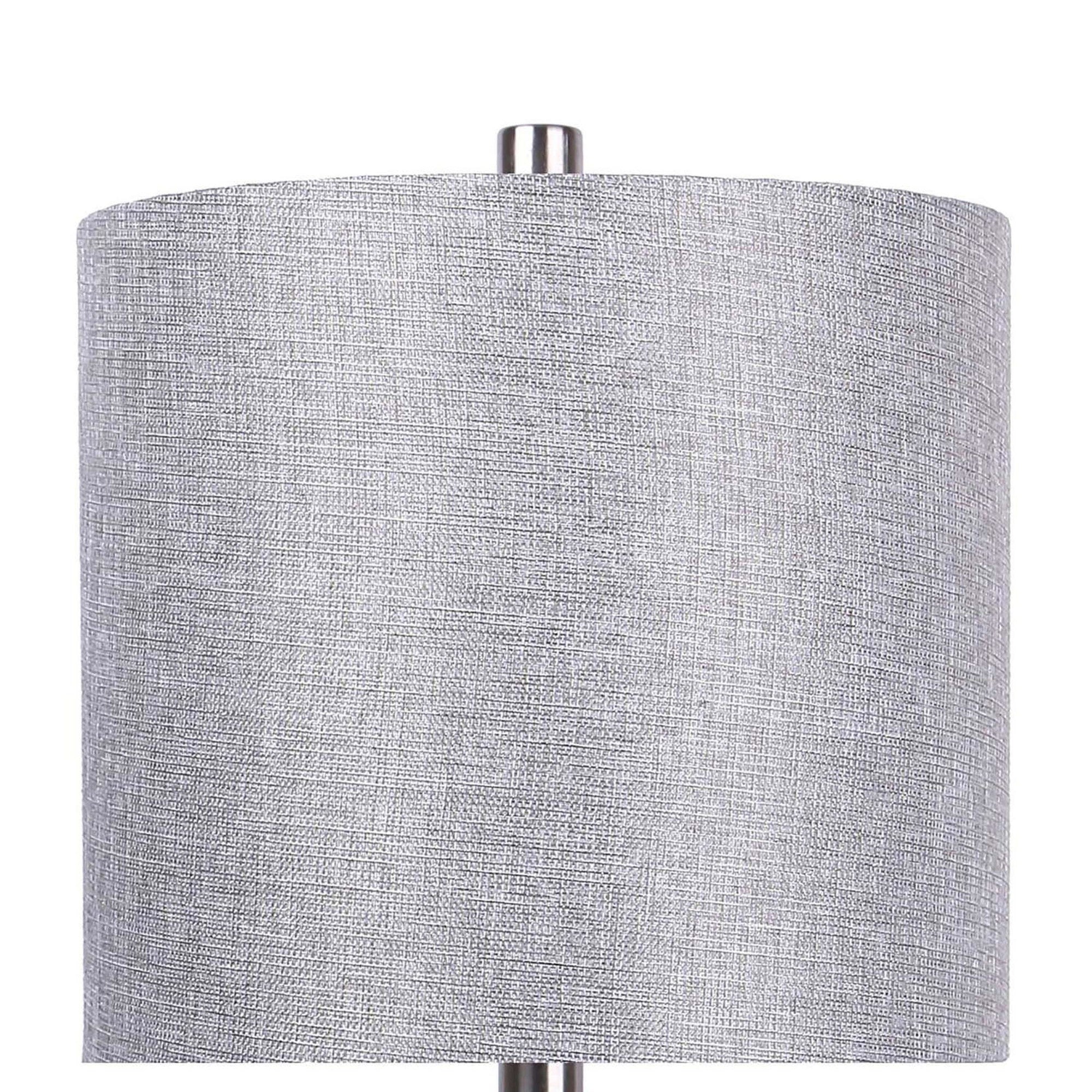Gemma 23" Metal Table Lamp - Set of 2 - Brushed Nickel, Grey Linen