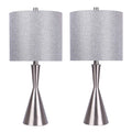 Gemma 23" Metal Table Lamp - Set of 2 - Brushed Nickel, Grey Linen