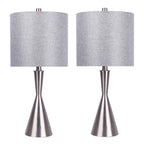 Gemma 23" Metal Table Lamp - Set of 2 - Brushed Nickel, Grey Linen