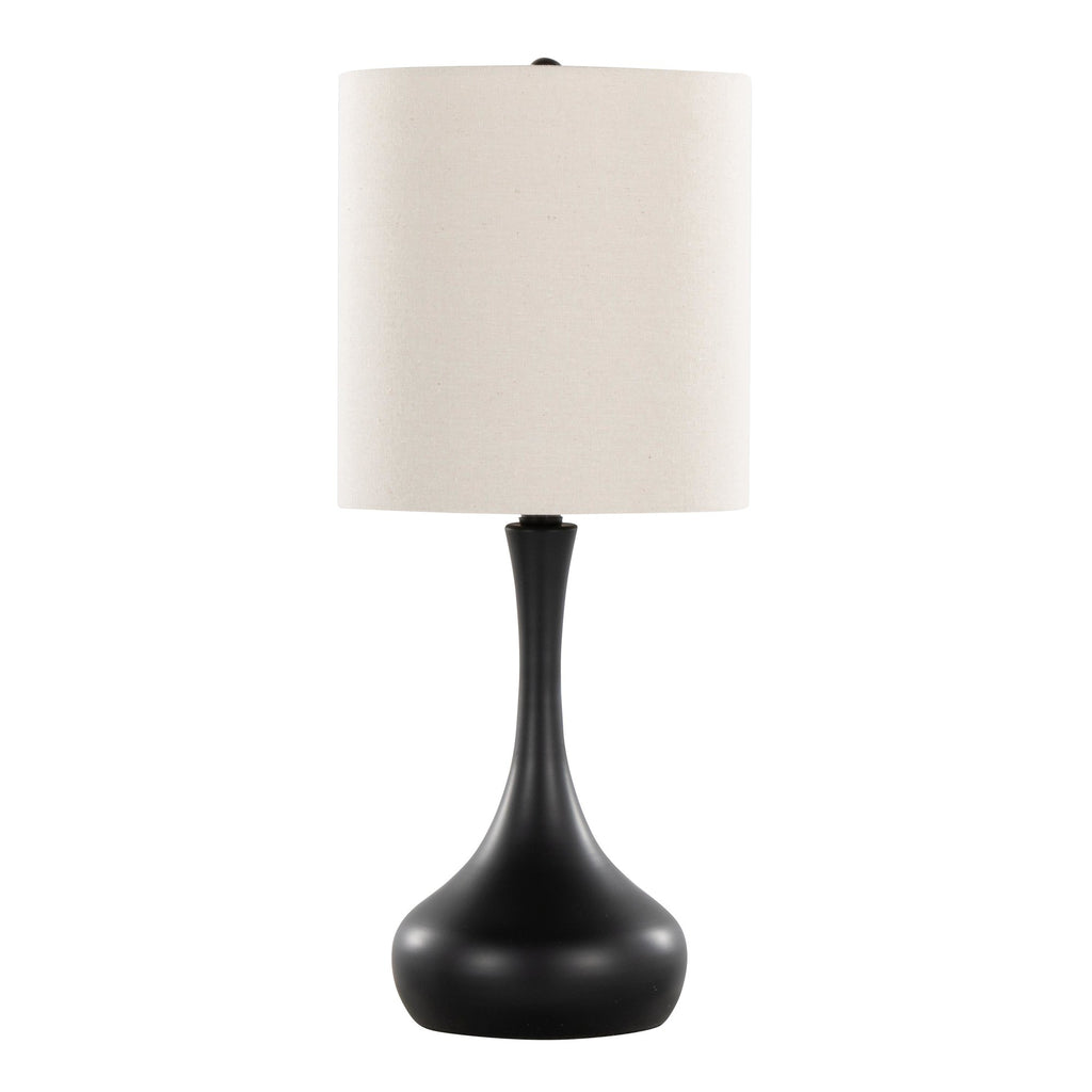 Genie 24" Metal Table Lamp - Set of 2 - Matte Black Metal, Oatmeal Linen