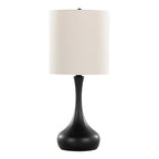 Genie 24" Metal Table Lamp - Set of 2 - Matte Black Metal, Oatmeal Linen
