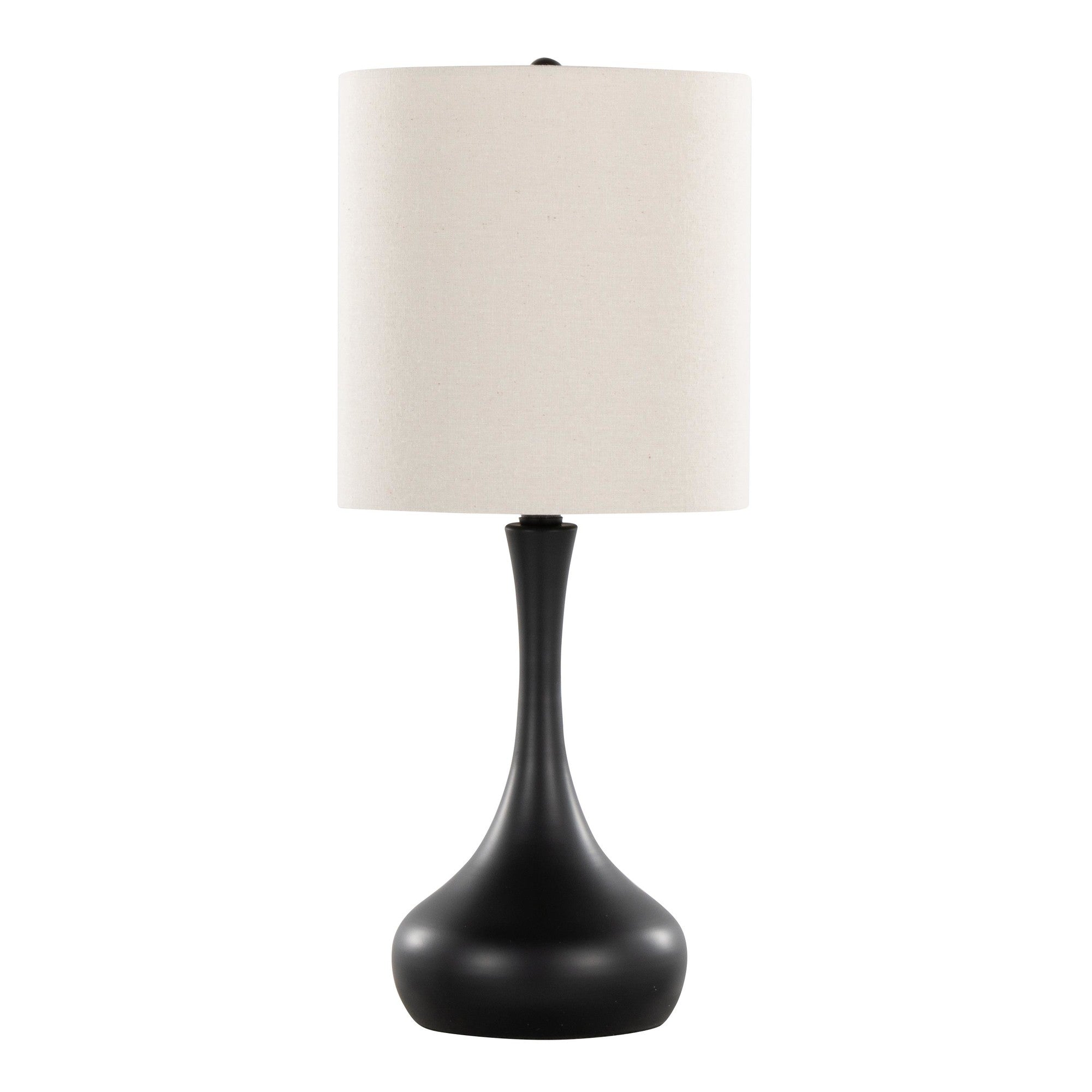 Genie 24" Metal Table Lamp - Set of 2 - Matte Black Metal, Oatmeal Linen