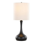 Genie 24" Metal Table Lamp - Set of 2 - Matte Black Metal, Oatmeal Linen