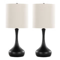 Genie 24" Metal Table Lamp - Set of 2 - Matte Black Metal, Oatmeal Linen