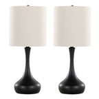Genie 24" Metal Table Lamp - Set of 2 - Matte Black Metal, Oatmeal Linen