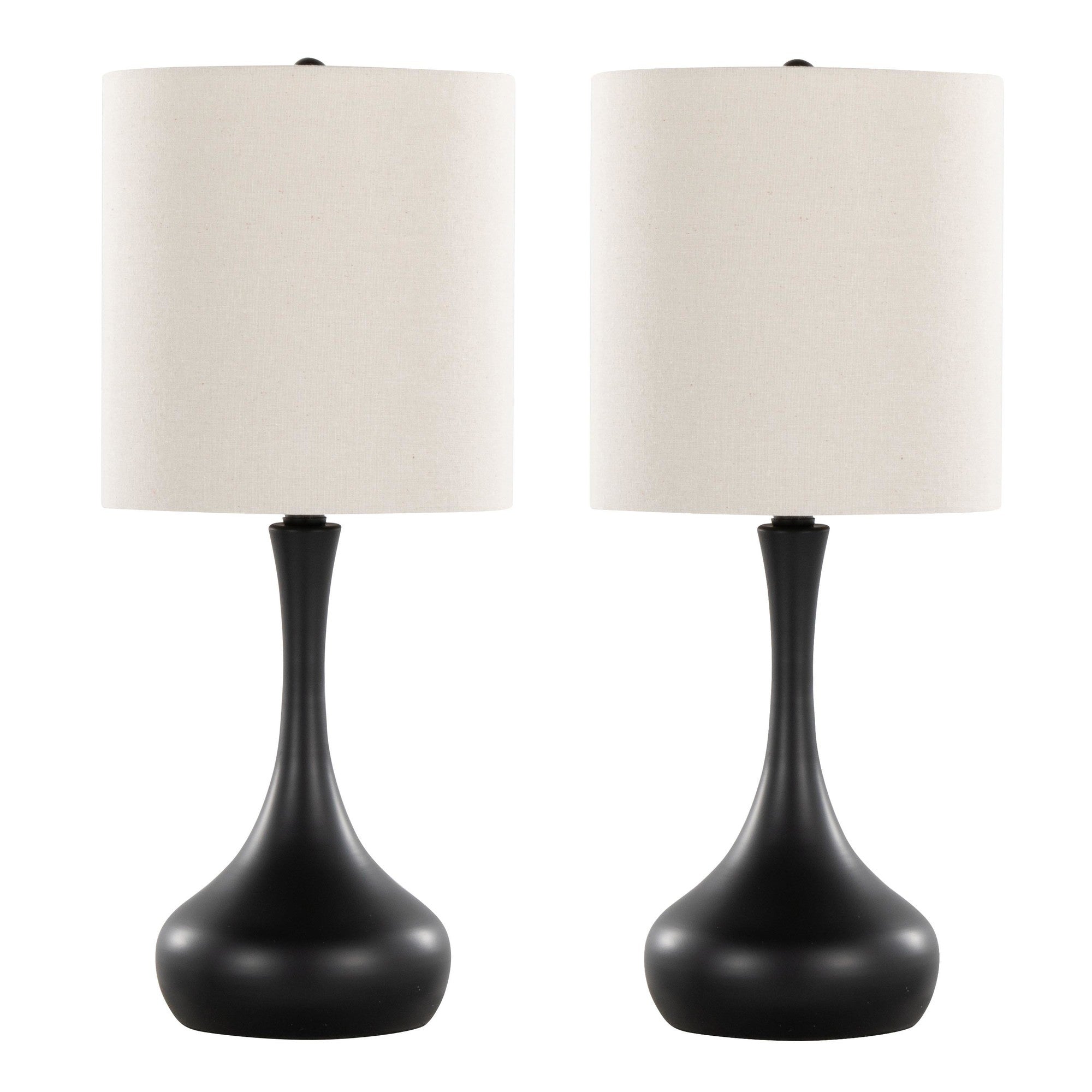 Genie 24" Metal Table Lamp - Set of 2 - Matte Black Metal, Oatmeal Linen
