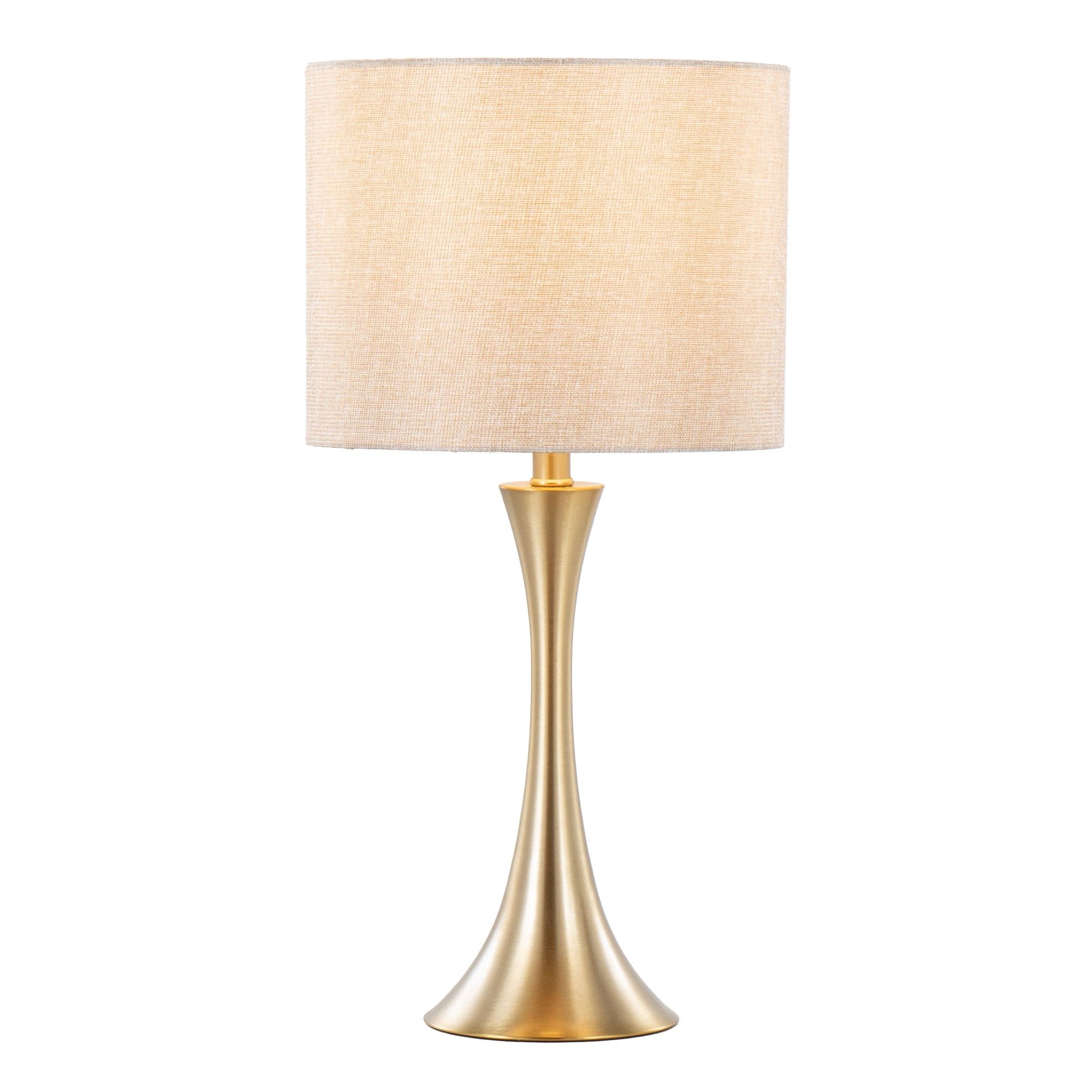 Lenuxe 24" Metal Table Lamp - Set of 2 - Gold Metal, Golden Metallic Linen