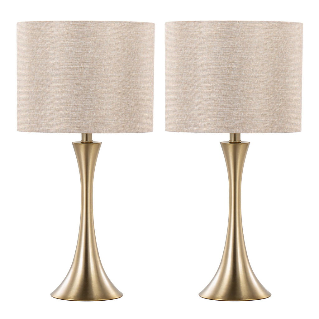 Lenuxe 24" Metal Table Lamp - Set of 2 - Gold Metal, Golden Metallic Linen