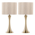 Lenuxe 24" Metal Table Lamp - Set of 2 - Gold Metal, Golden Metallic Linen