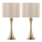 Lenuxe 24" Metal Table Lamp - Set of 2 - Gold Metal, Golden Metallic Linen