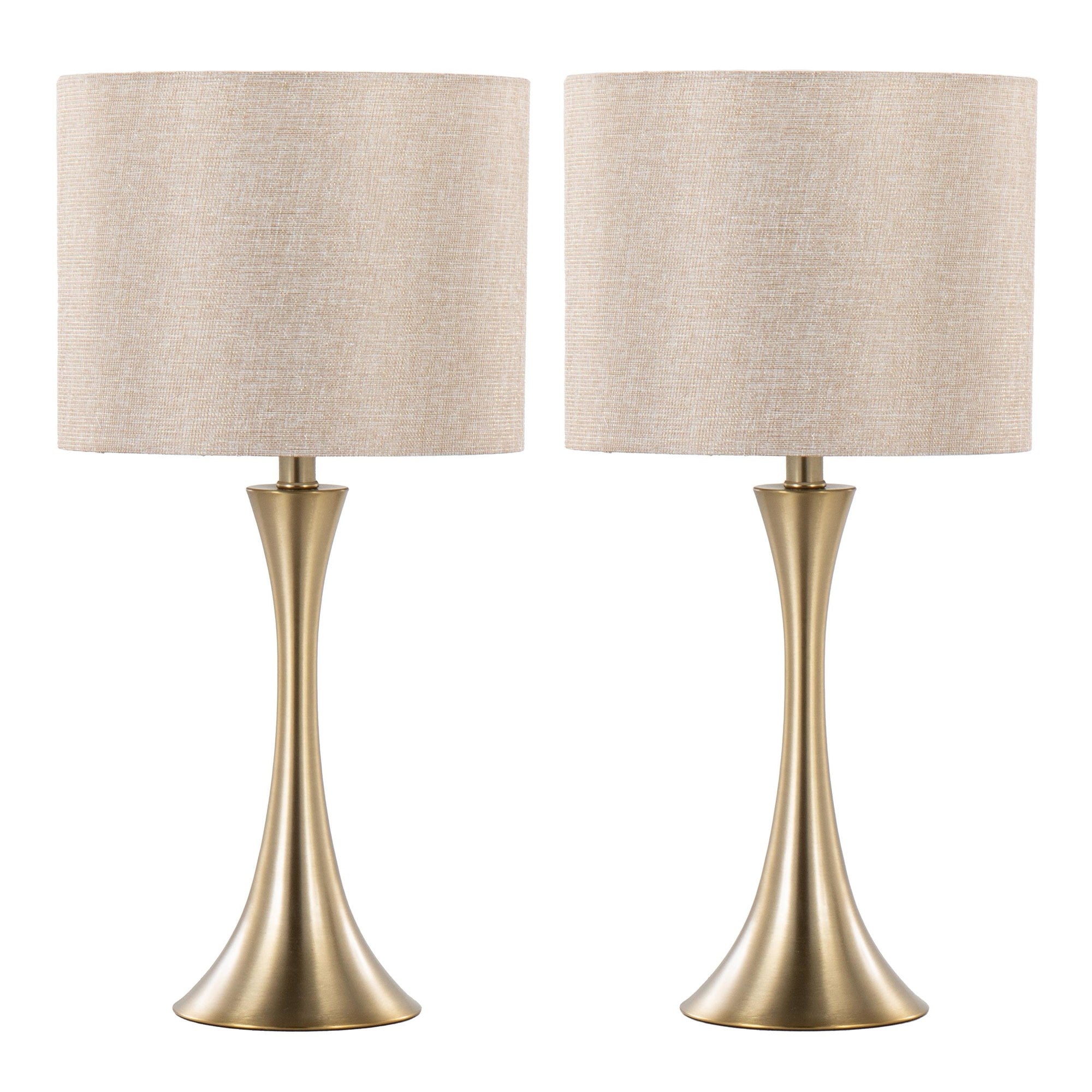 Lenuxe 24" Metal Table Lamp - Set of 2 - Gold Metal, Golden Metallic Linen